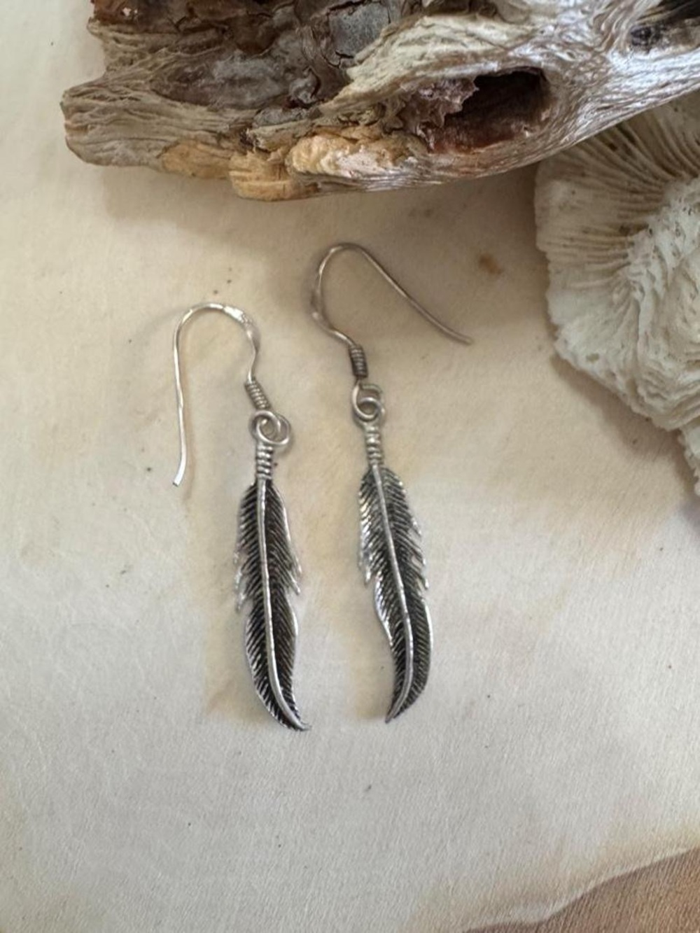 Southwestern 925 Sterling Silver Feather Dangle Earrings